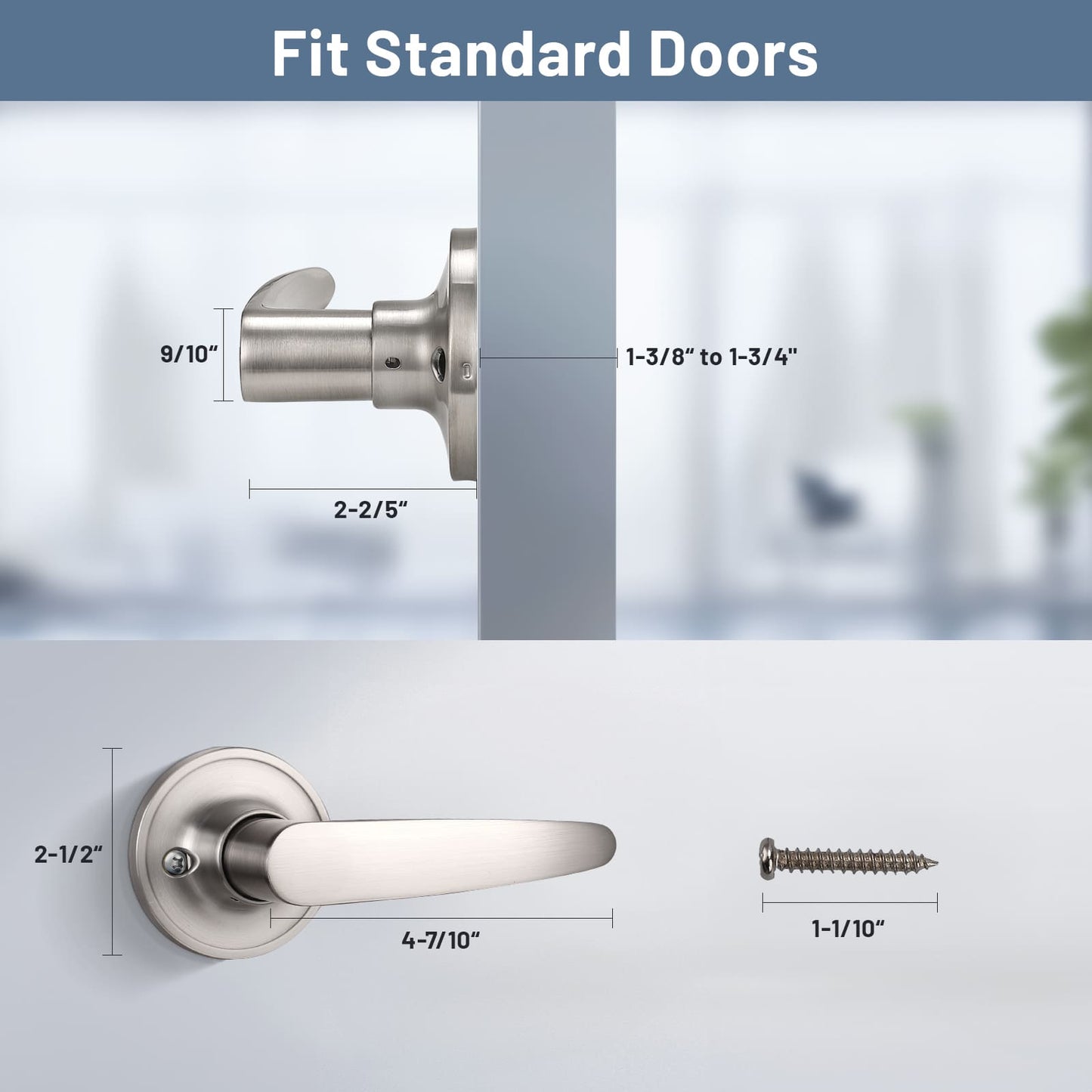 Dimensions Size of KNOBWELL Minimalist Brushed Nickel Interior Dummy Door Handles