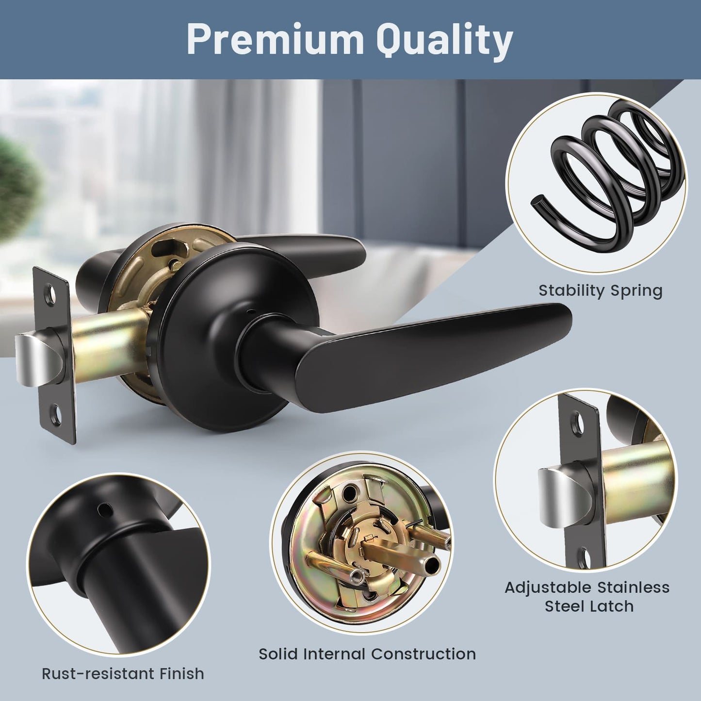 Details of KNOBWELL Minimalist Matte Black Passage Door Handles For Interior Doors