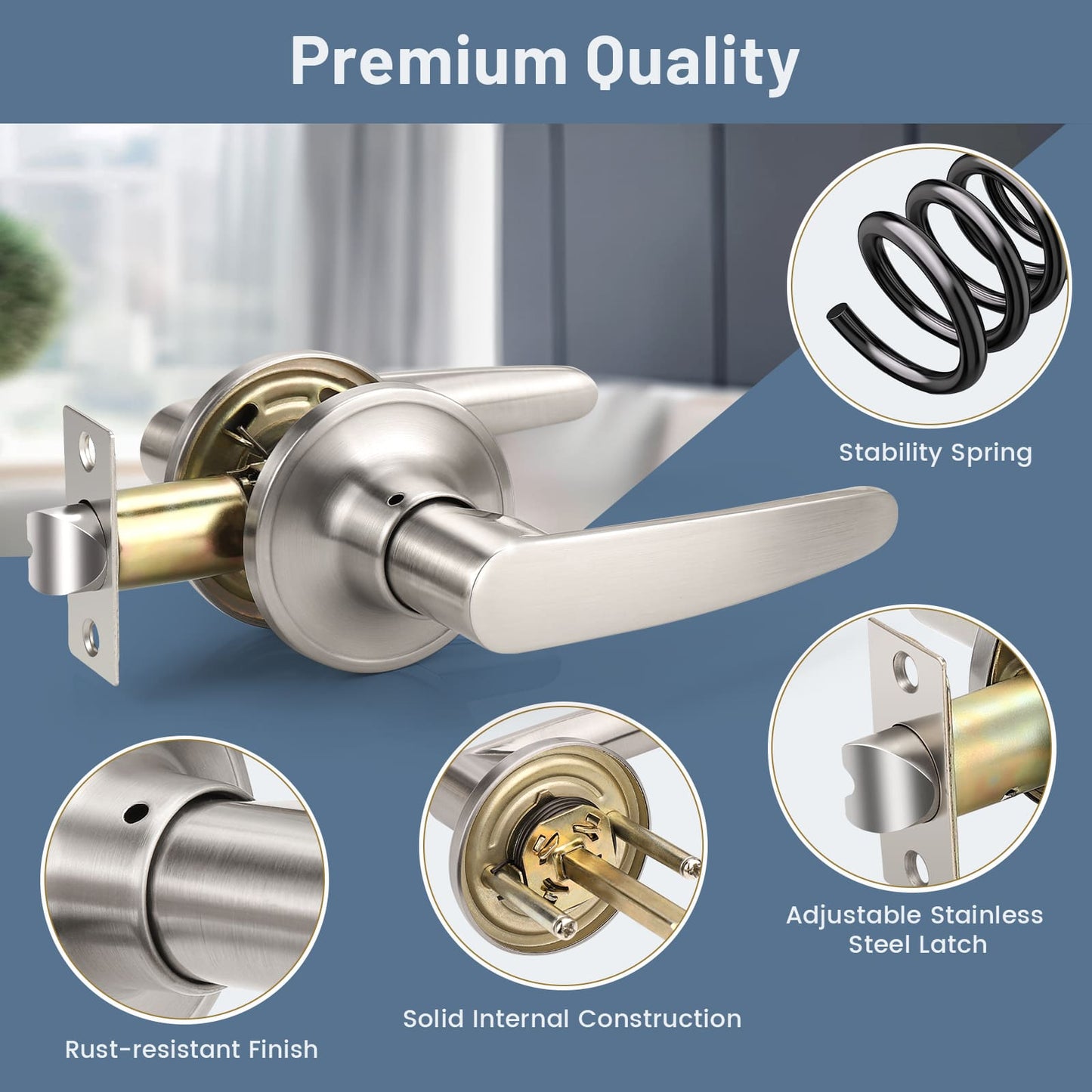 Details of KNOBWELL Minimalist Brushed Nickel Interior Passage Door Handles