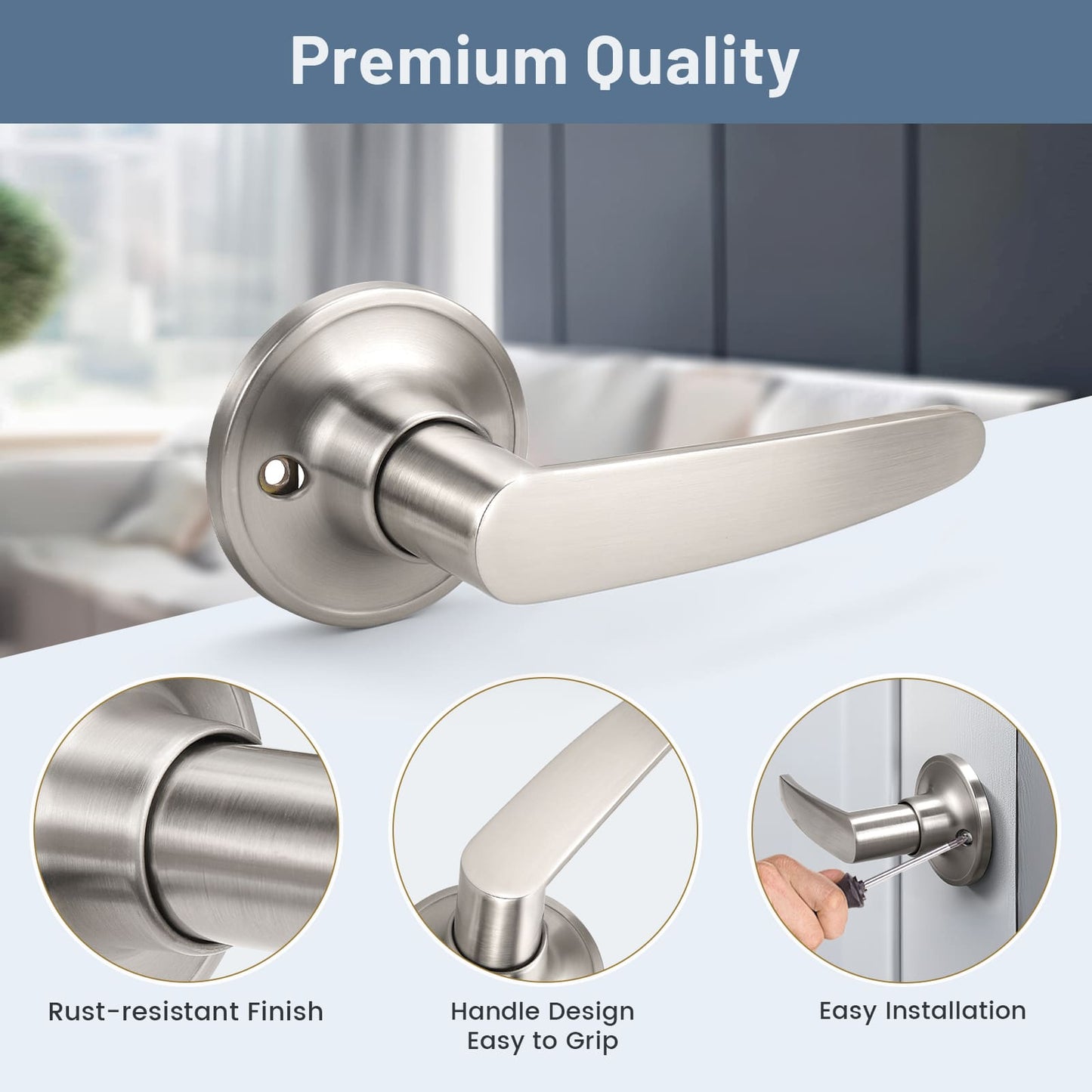 Details of KNOBWELL Minimalist Brushed Nickel Interior Dummy Door Handles