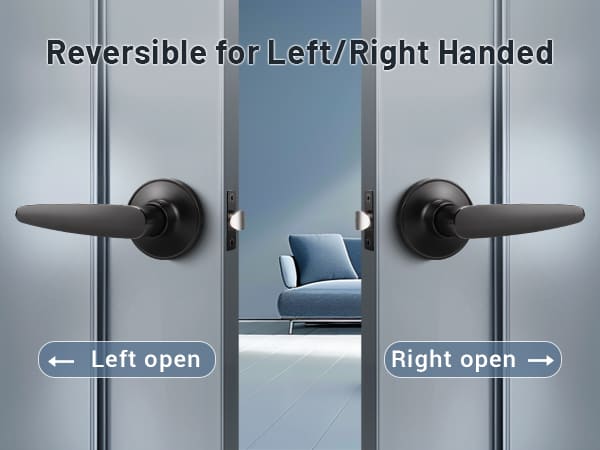 KNOBWELL Minimalist Matte Black Reversible Passage Door Handles For Interior Doors
