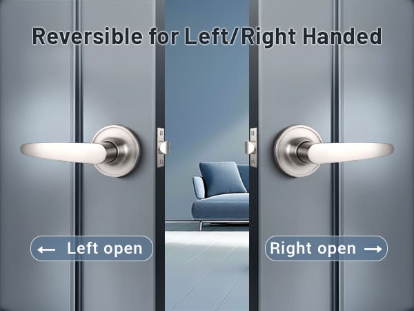 KNOBWELL Minimalist Brushed Nickel Reversible Passage Door Handles For Interior Doors