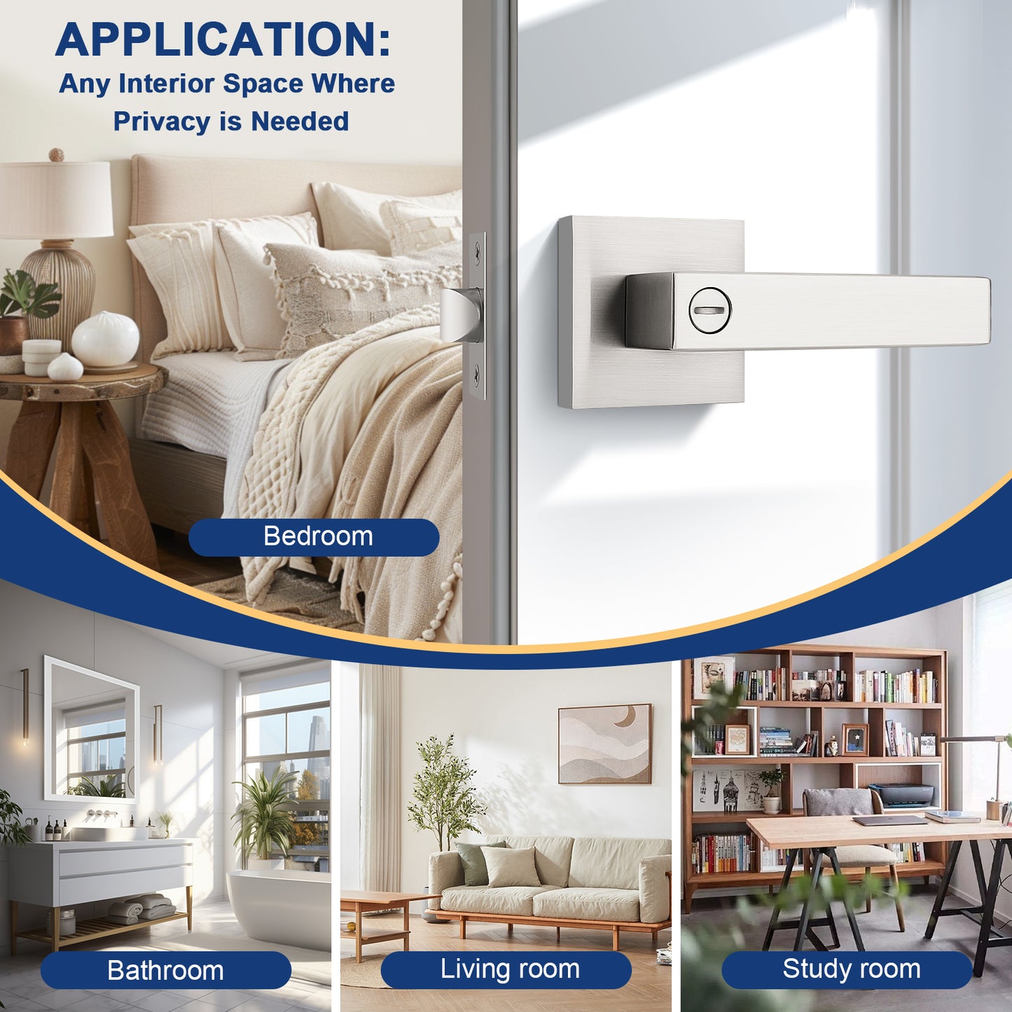 KNOBWELL Brushed Nickel Passage Craftsman Affordable Door Handles