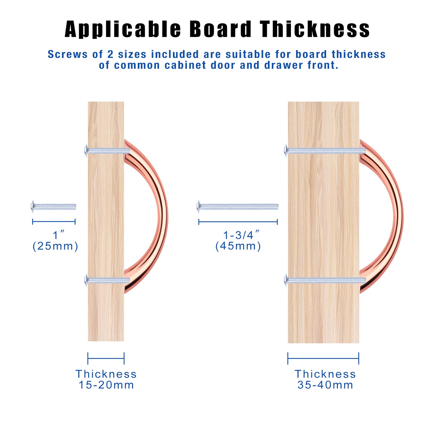 Rose Golden Kitchen Cabinet Handles, Dresser Drawer Pulls - Hole Spacing for 2-1/2'', 3-3/4", 5" - PD2171SF