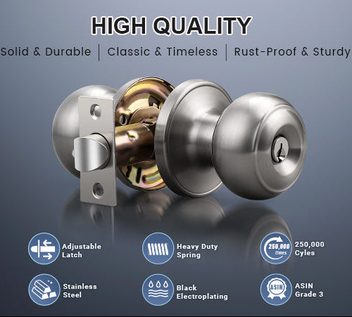Function of KNOBWELL Affordable keyed entry Stainless Steel Door Knobs