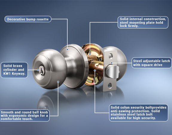Description of KNOBWELL Affordable keyed entry Stainless Steel Door Knobs