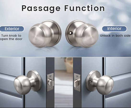 interior and exterior function of KNOBWELL Affordable Passage Stainless Steel Door Knobs