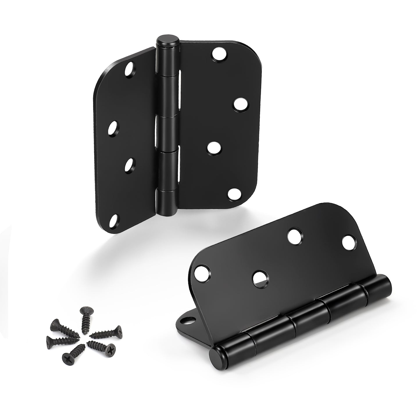 Matte Black Door Hinges - 4" x 4" inch - 5/8" Radius - DH0404BK