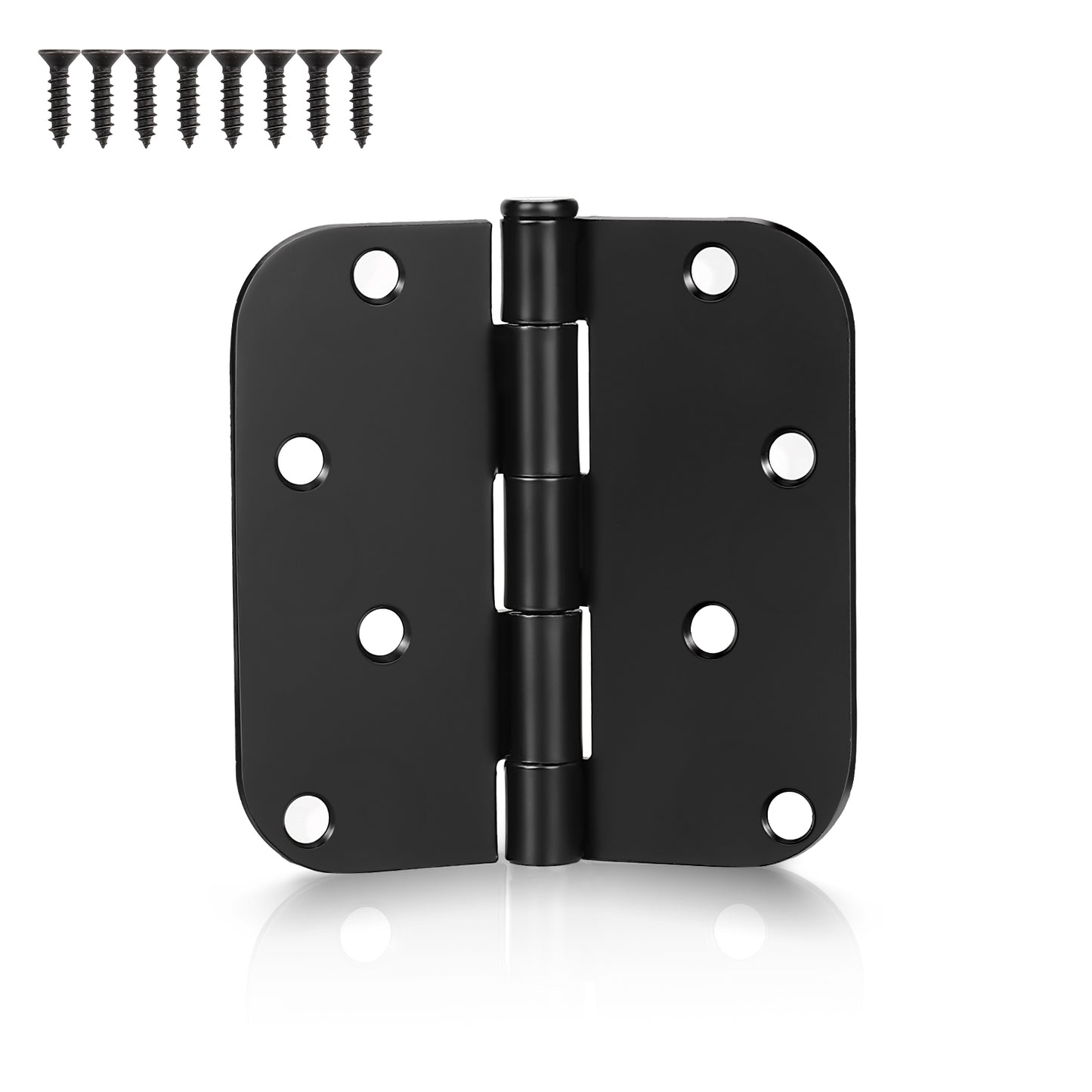 Matte Black Door Hinges - 4" x 4" inch - 5/8" Radius - DH0404BK