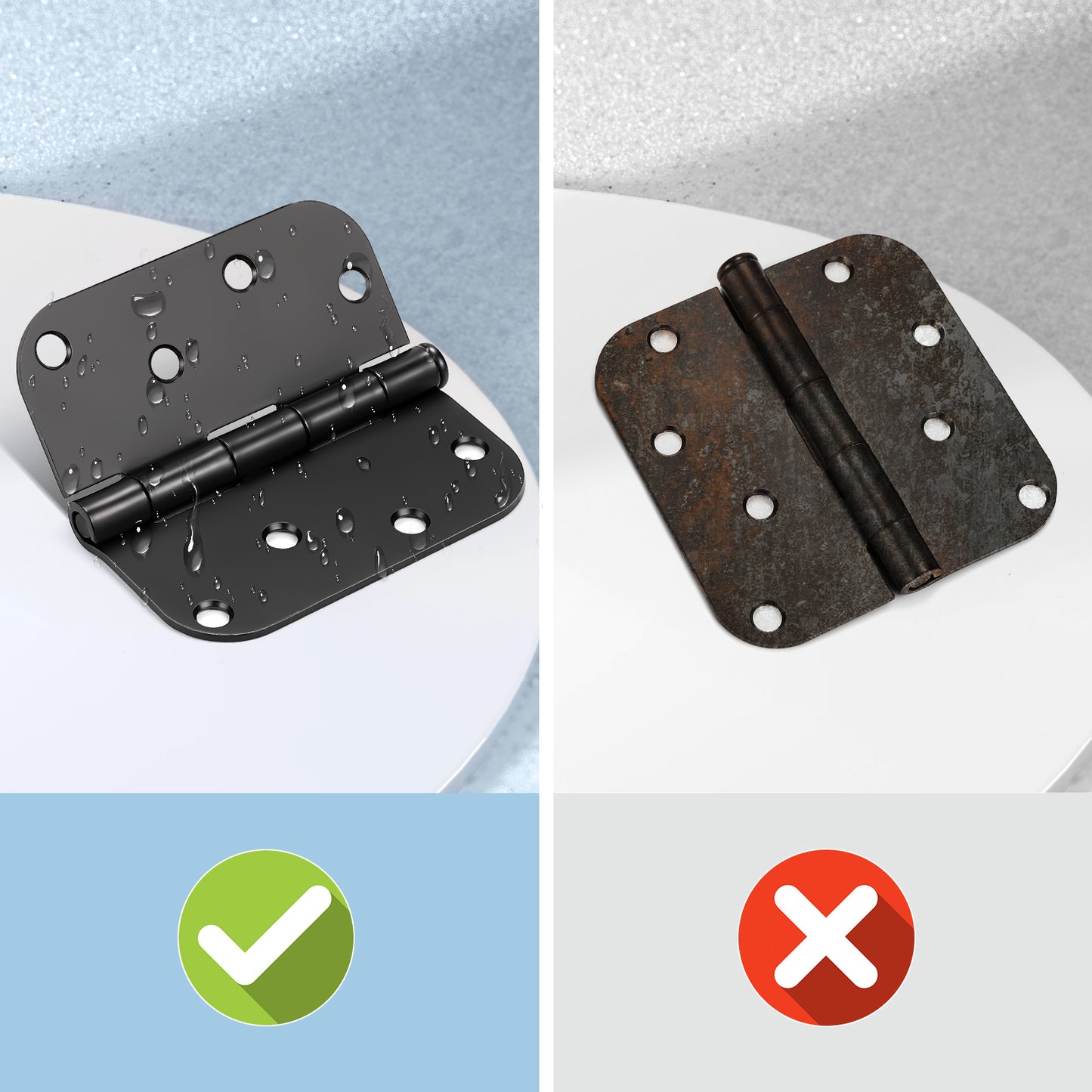 Matte Black Door Hinges - 4" x 4" inch - 5/8" Radius - DH0404BK