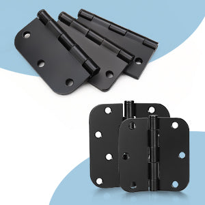 Matte Black Door Hinges - 4" x 4" inch - 5/8" Radius - DH0404BK