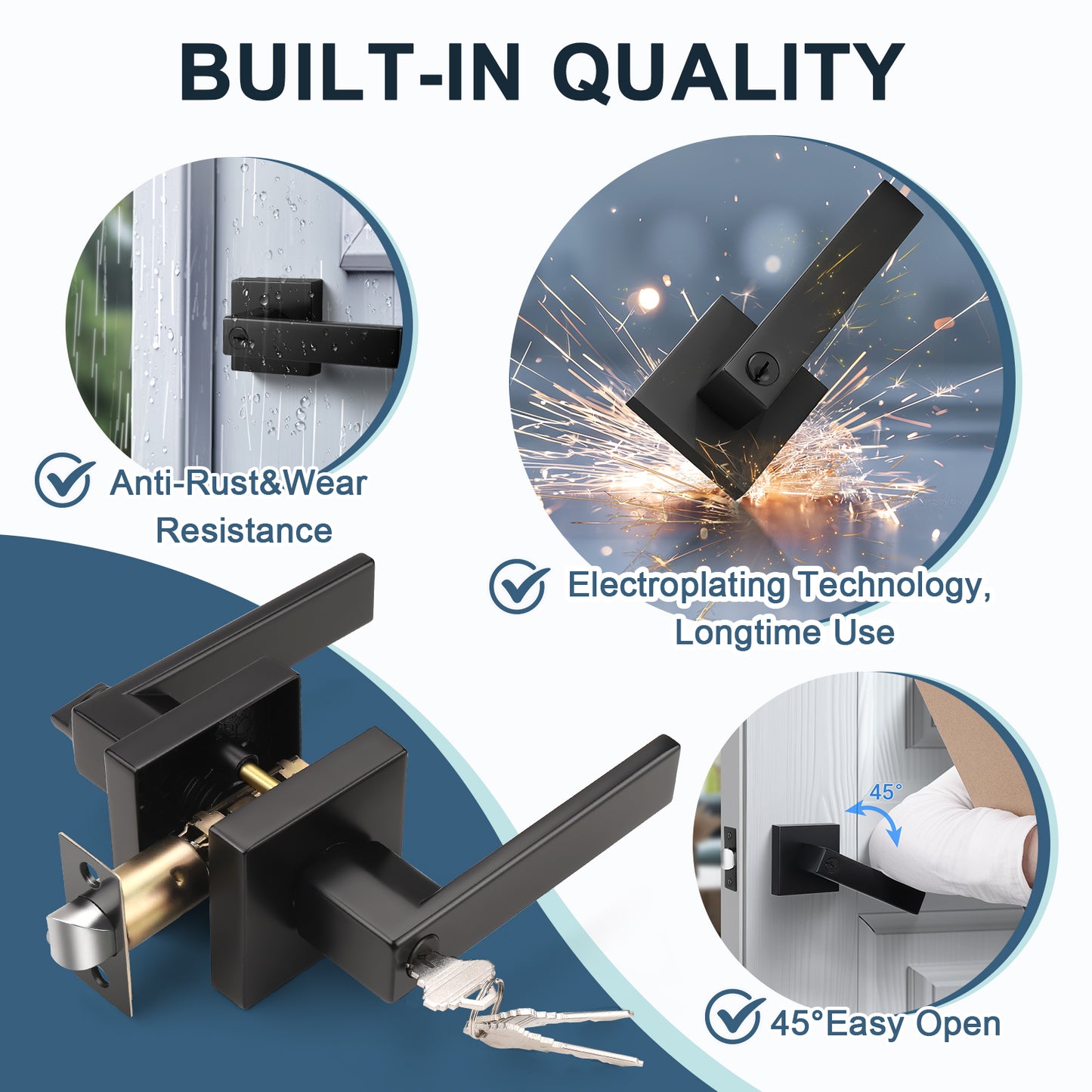 Details of KNOBWELL Modern Keyed Entry Door Handle With Lock and Different Keys