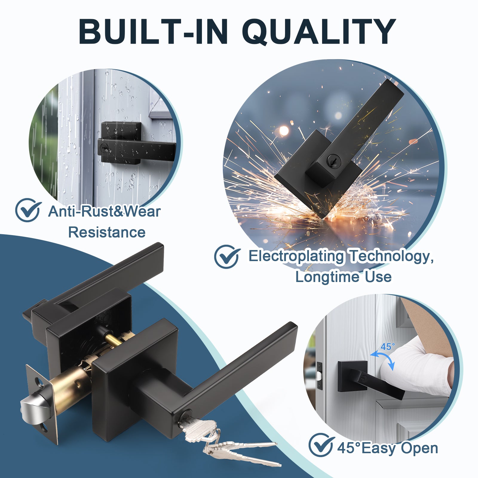 Details of KNOBWELL Modern Keyed Entry Door Handle With Lock and Different Keys