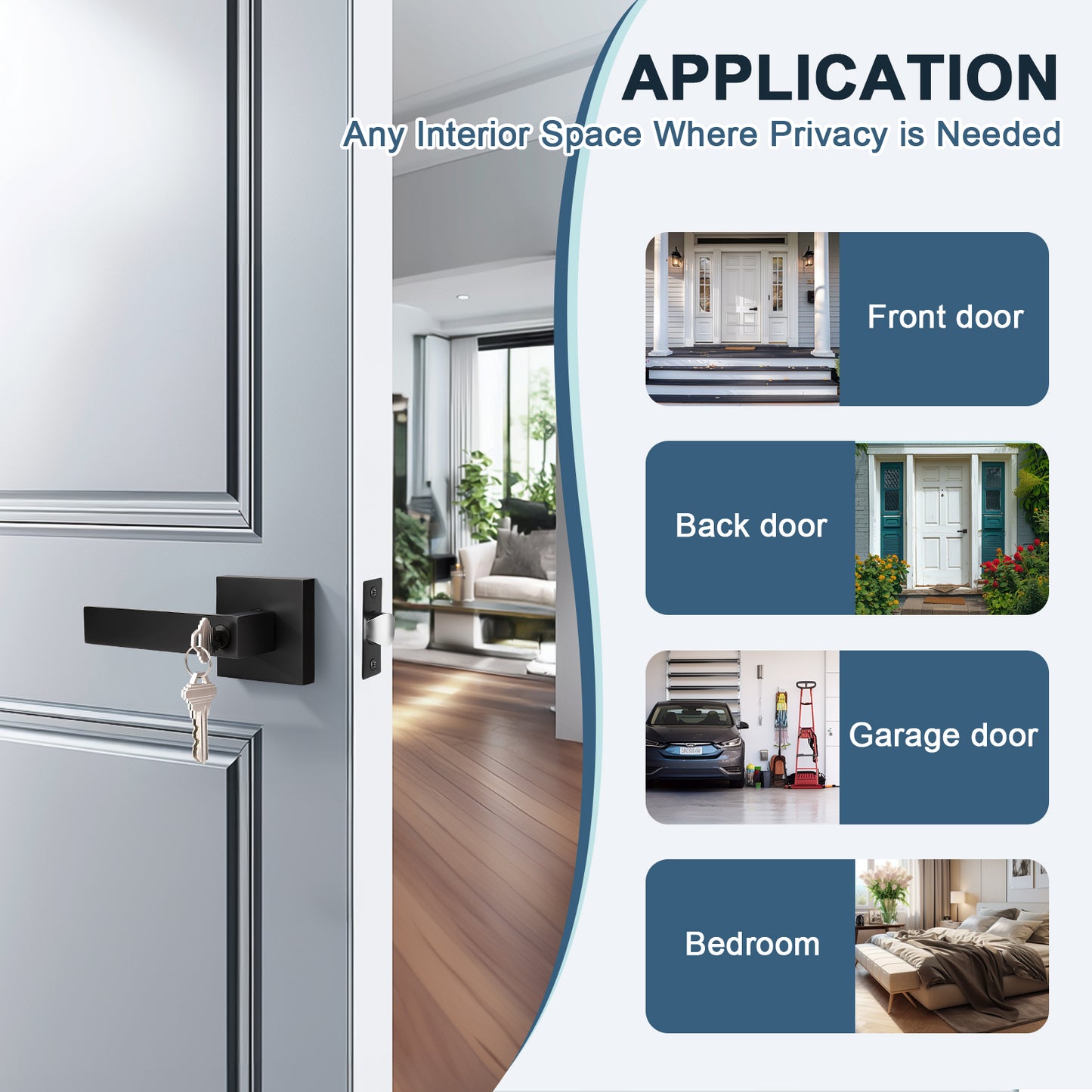 Application of KNOBWELL Modern Keyed Entry Door Handle With Lock and Different Keys