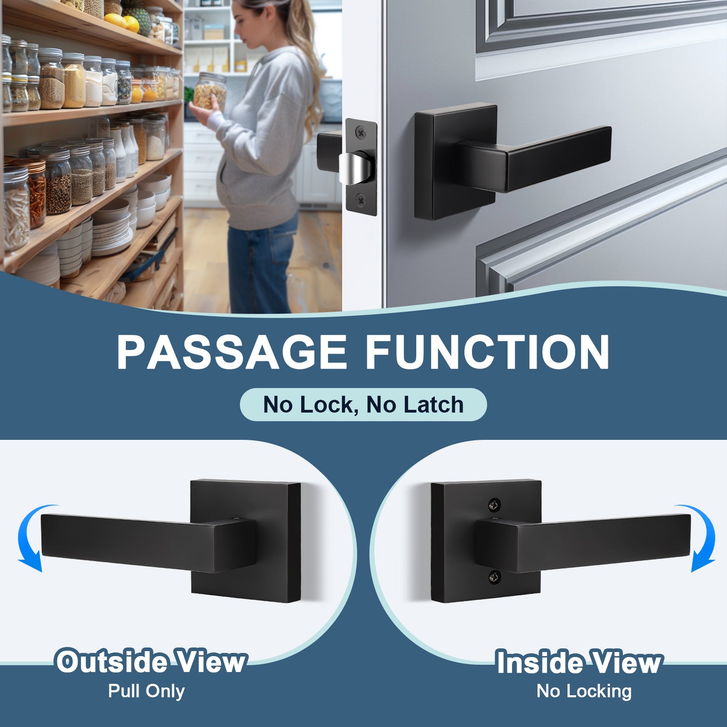 KNOBWELL Bulk Sale Passage Lever Door Handles With Non Locking