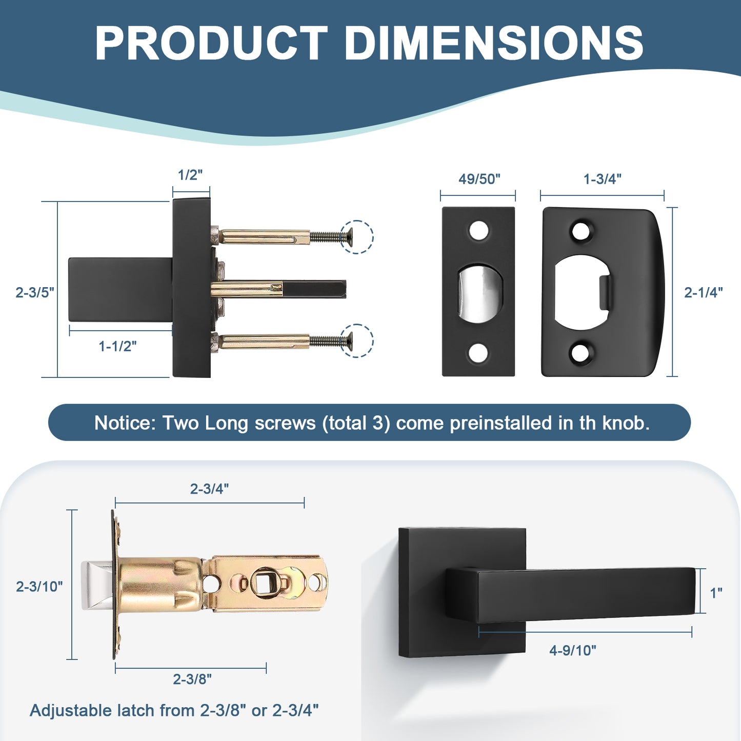 KNOBWELL Bulk Sale Passage Lever Door Handles With Non Locking