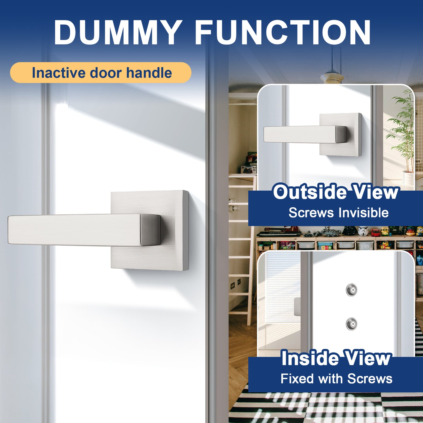 KNOBWELL Brushed Nickel Dummy Craftsman Affordable Door Handles