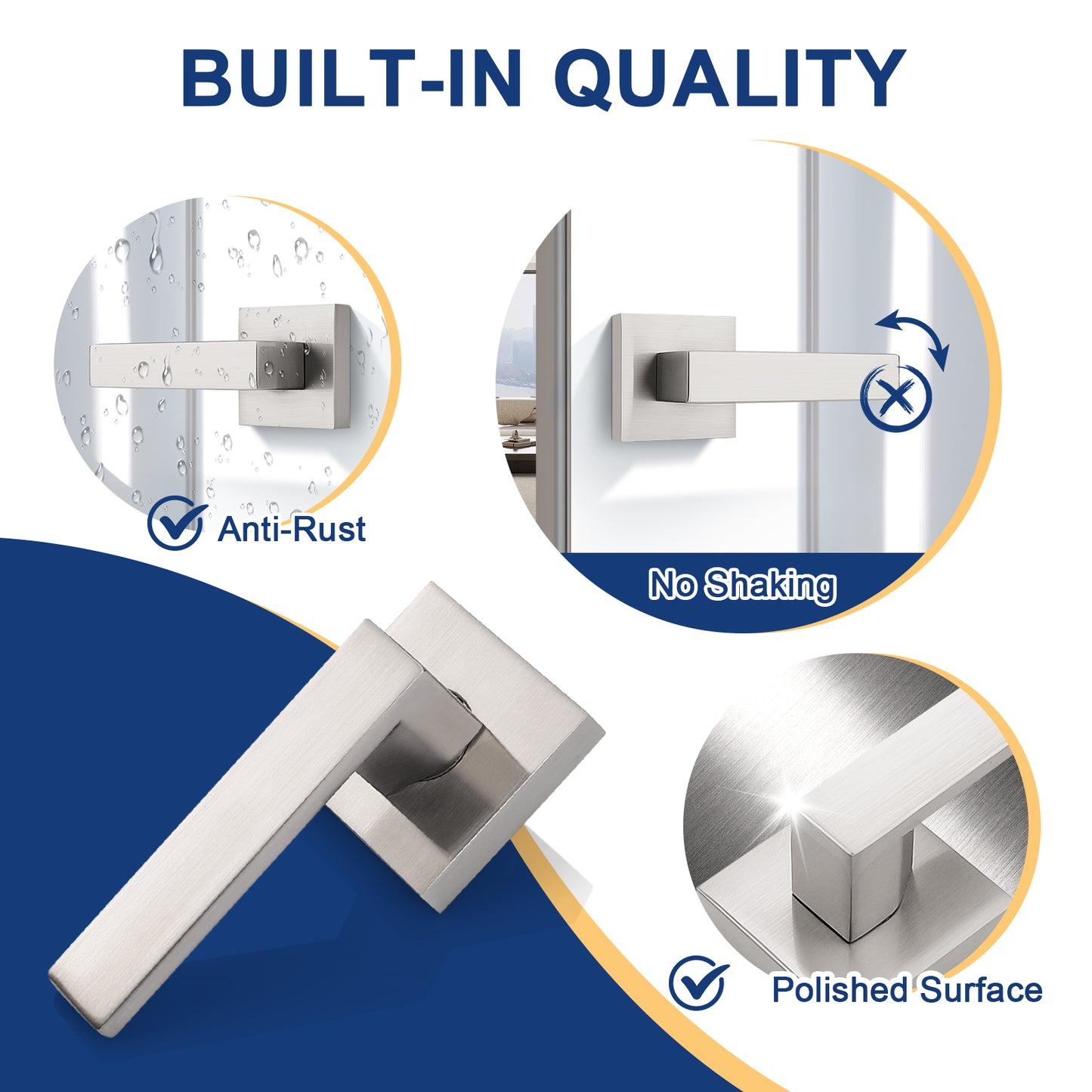 Details of KNOBWELL Brushed Nickel Dummy Craftsman Affordable Door Handles