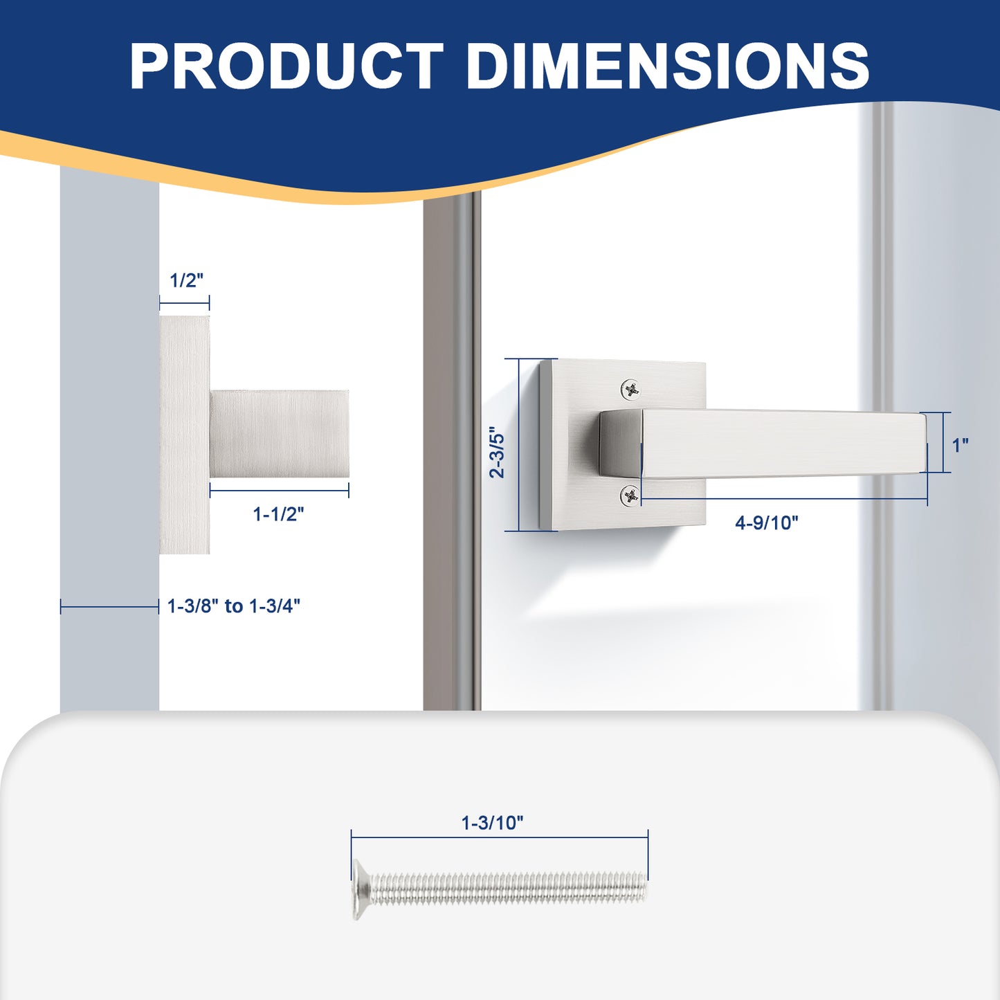 Dimension size of KNOBWELL Brushed Nickel Dummy Craftsman Affordable Door Handles