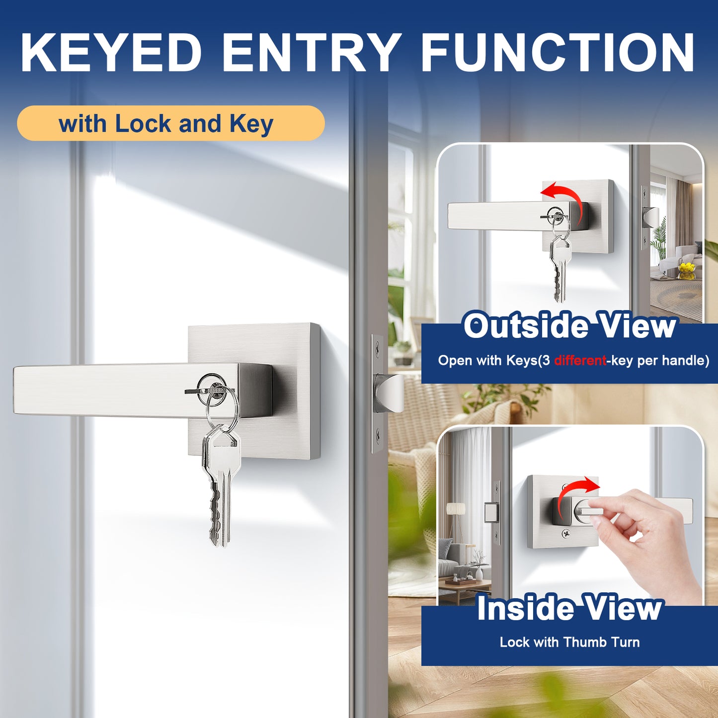 KNOBWELL Brushed Nickel Privacy Craftsman Affordable Door Handles components