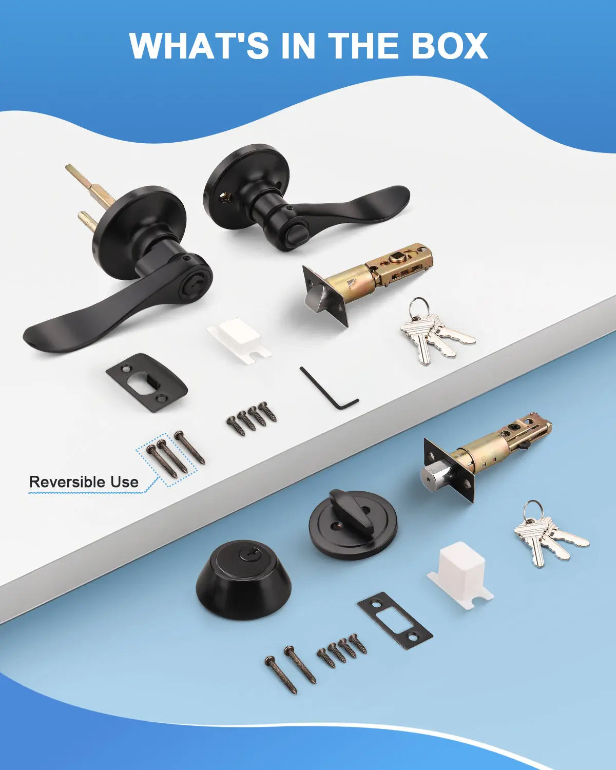 KNOBWELL Colonial Black Keyed Entry Lever Set with Single Cylinder Deadbolt Components