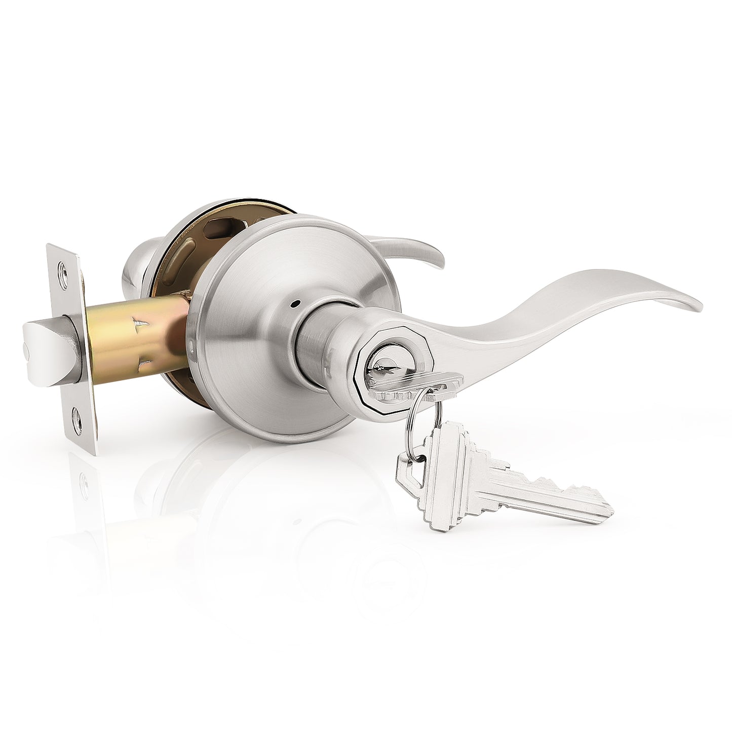 KNOBWELL Wave Style Brushed Nickel Keyed Entry Locksets for Home Hardware