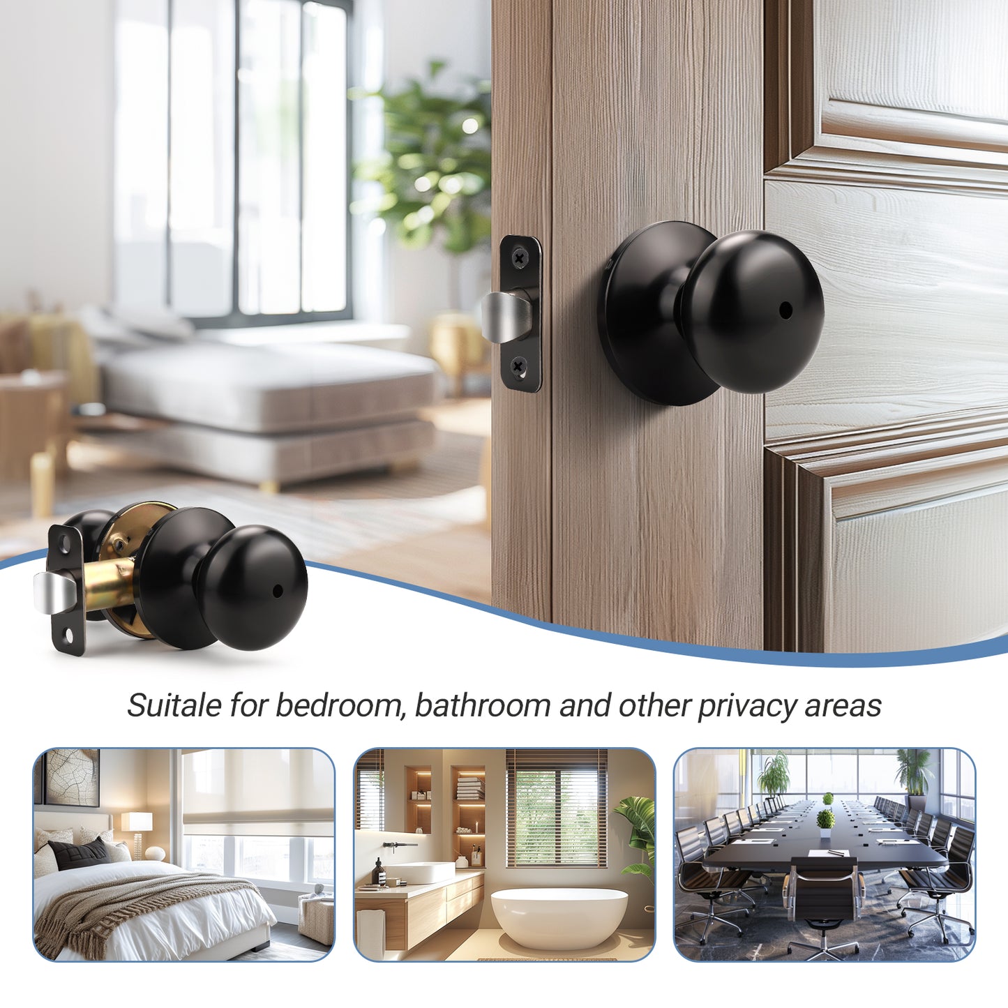 Application of KNOBWELL Modern Round Interior Door Knobs-All Function