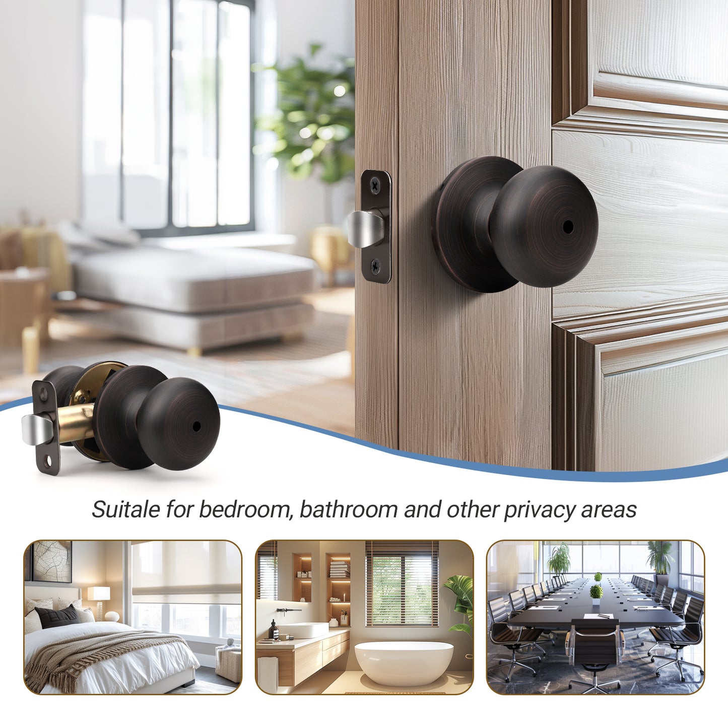 Application of KNOBWELL Modern Black Round Interior Door Knobs
