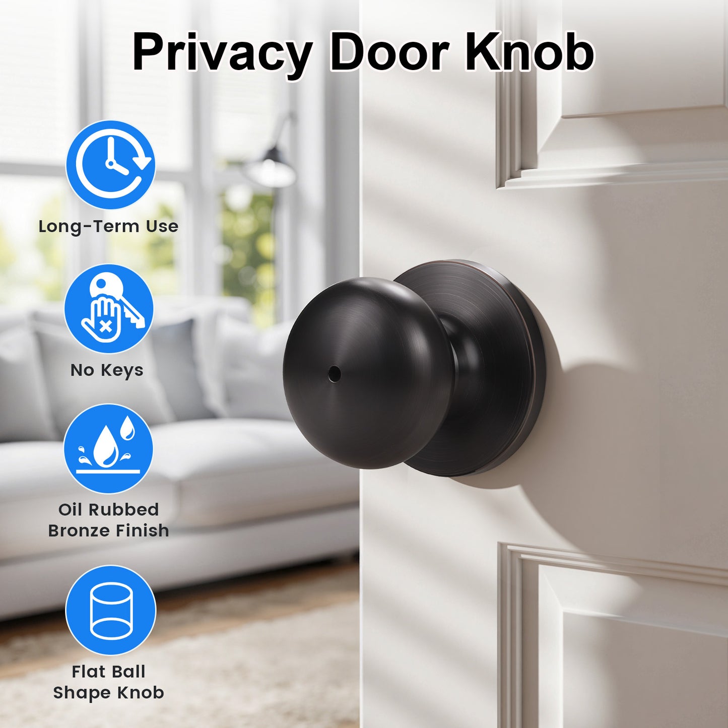 function of KNOBWELL Contemporary Bronze Privacy Interior Door Locks Without Keys