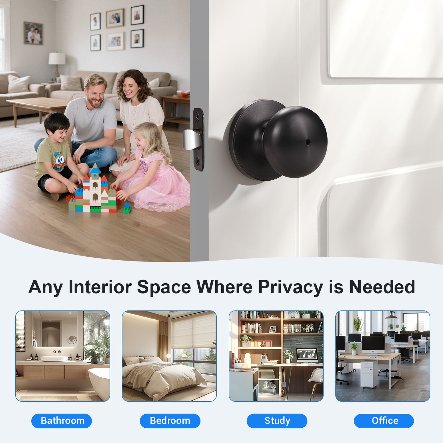 Application of KNOBWELL Contemporary Privacy Interior Door Locks Without Keys