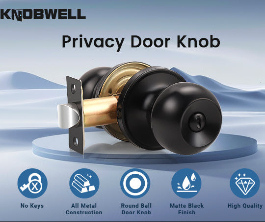 Function of KNOBWELL Round Ball Black Bedroom&Bathroom Door Knobs With Privacy Lock