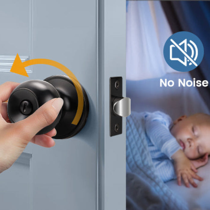 Front view of KNOBWELL Round Ball Black Bedroom&Bathroom Door Knobs With Privacy Lock