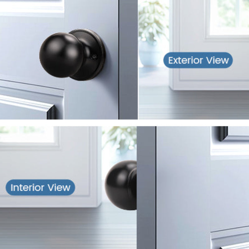 Front and back view of KNOBWELL Round Ball Single Dummy Door Knob for Decorative Interior Doors