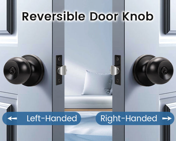 KNOBWELL Black Keyed Interior Door Knob For Front Doors with Lock and Key