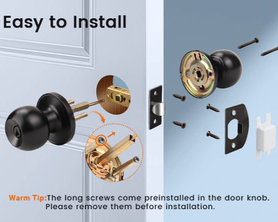 Installation guide of KNOBWELL Modern Exterior Door Knob With Lock and Different Keys