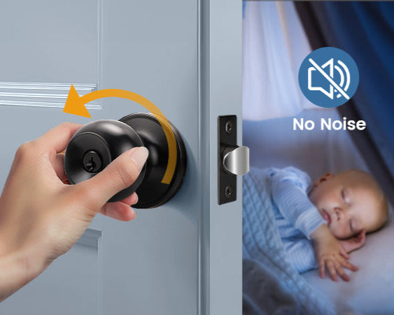 Side view of KNOBWELL Black Keyed Interior Door Knob For Front Doors with Lock and Key