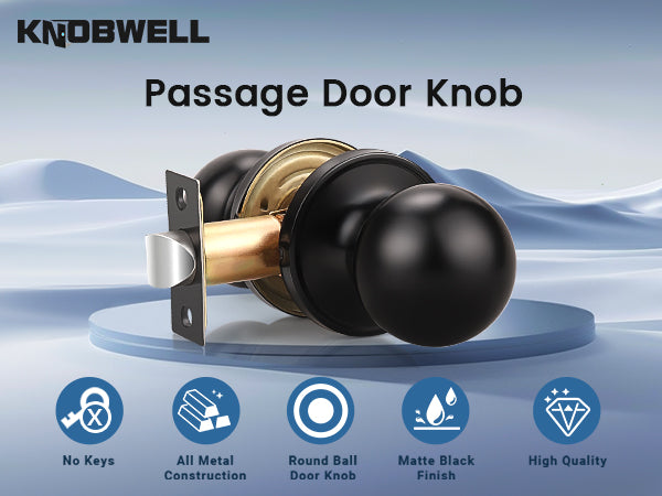 Functions of KNOBWELL Round Ball Black Passage Door Knobs For Interior