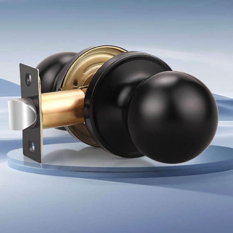 Close-up of KNOBWELL Round Ball Black Passage Door Knobs For Interior
