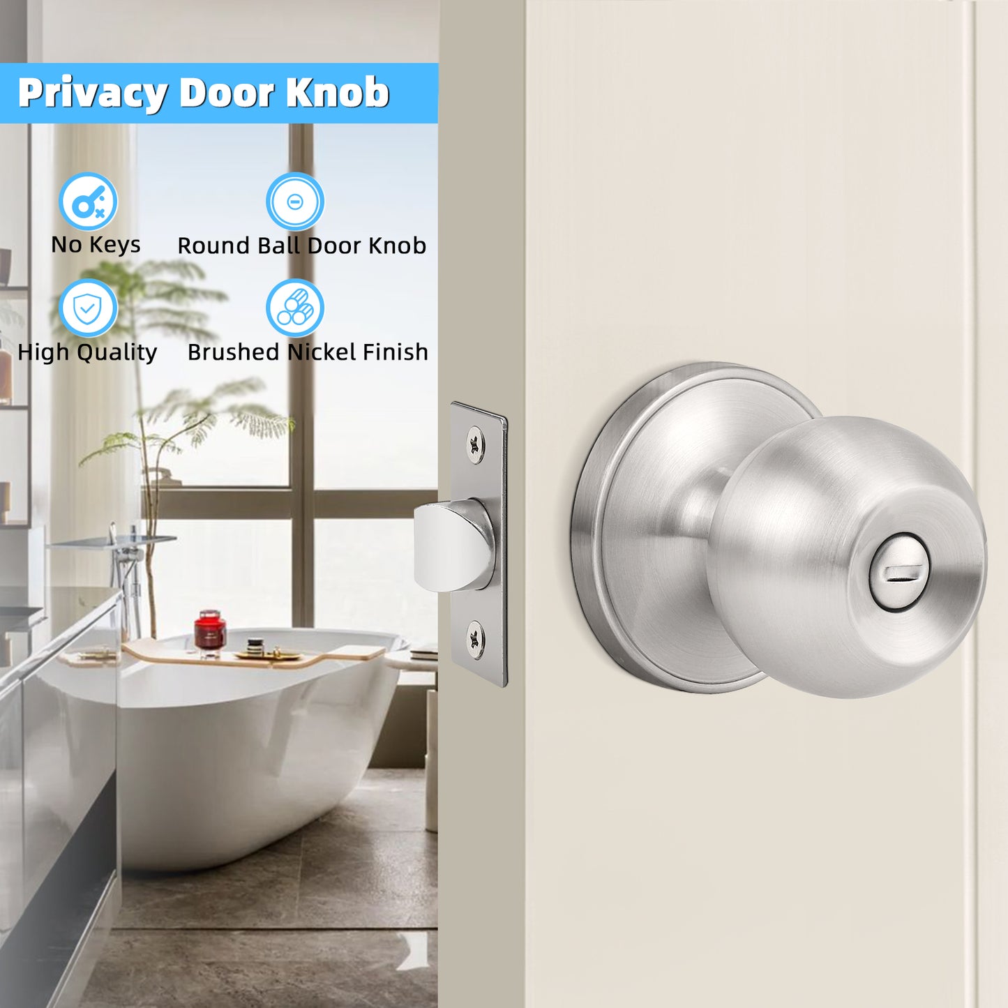 KNOBWELL Round Ball All Function Door Knobs For Interior and Exterior