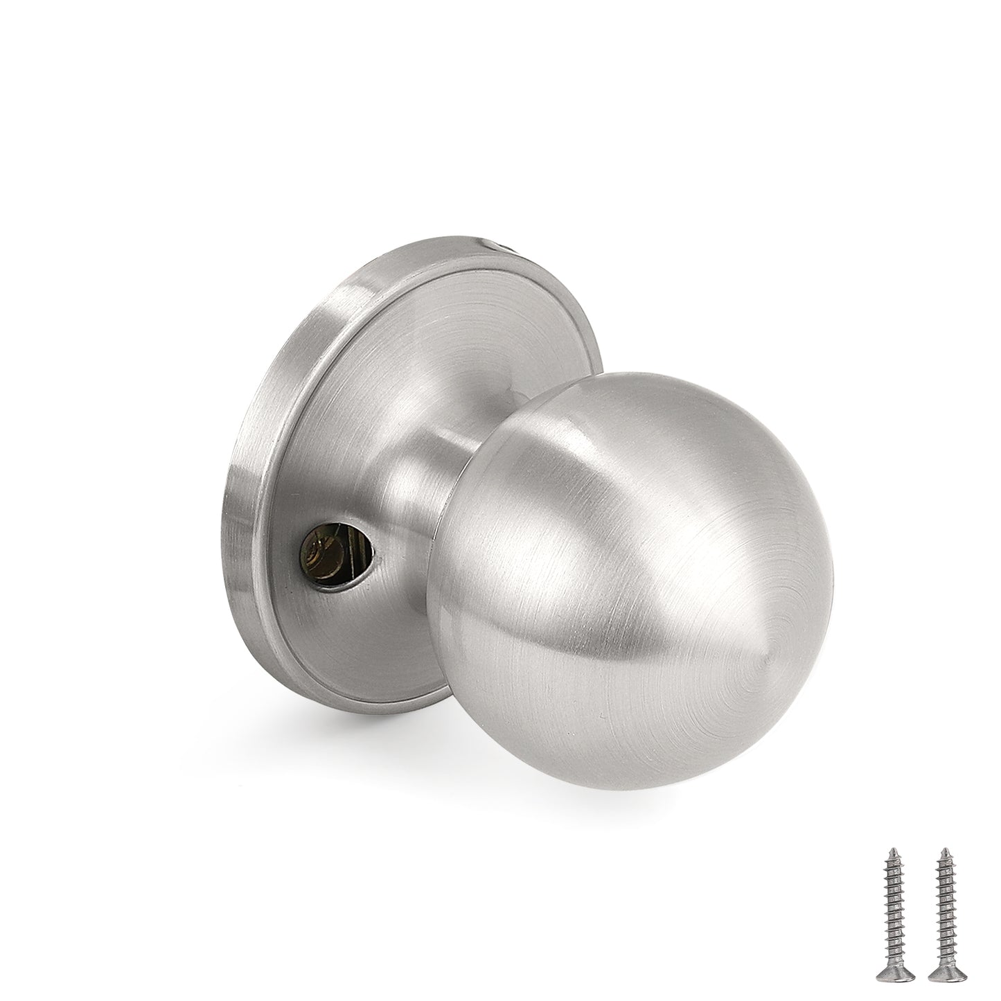 KNOBWELL Nickel Round Ball Single Dummy Door Knob for Decorative Interior Doors