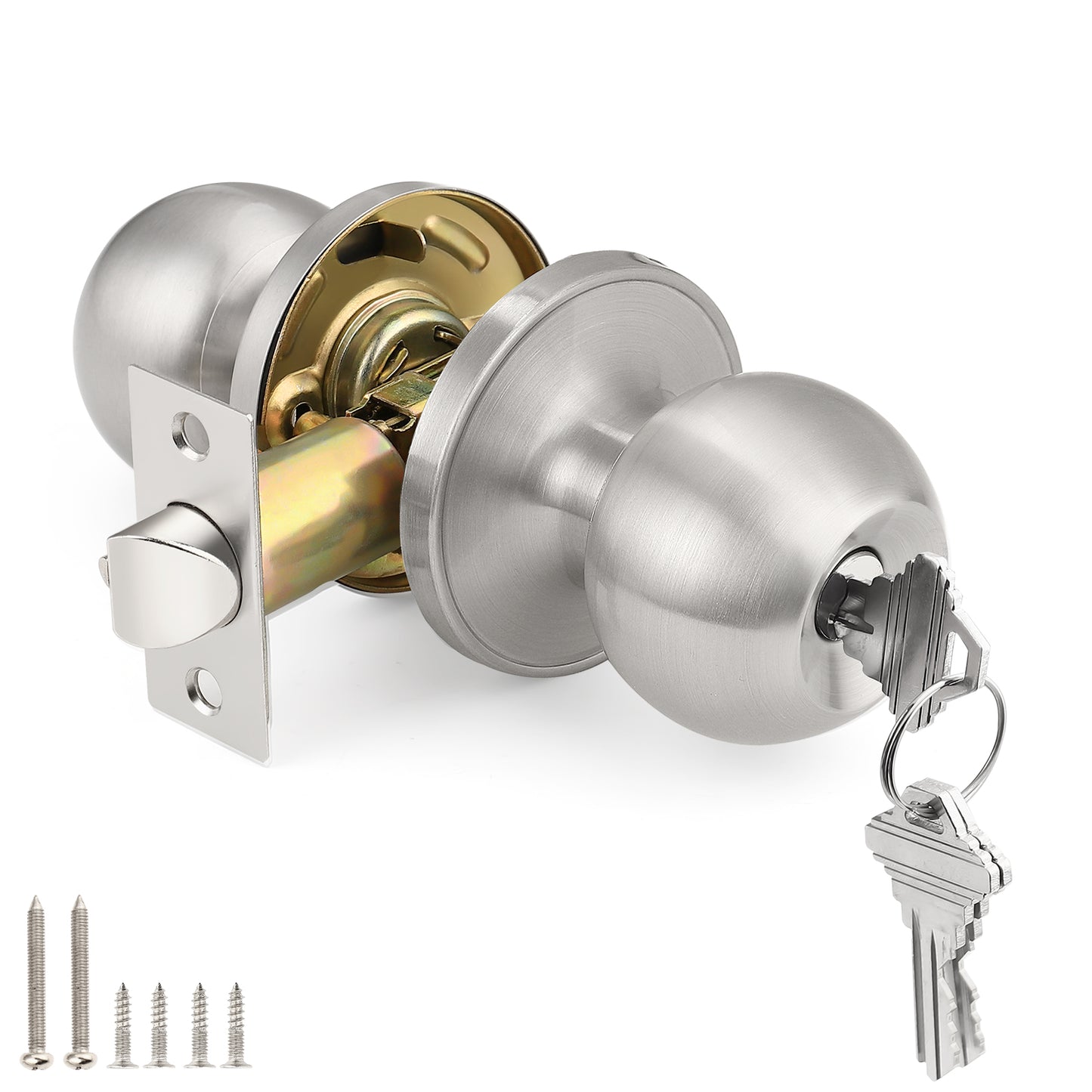 KNOBWELL Round Ball Nickel Keyed Alike Multiple Door Locks With Same Key