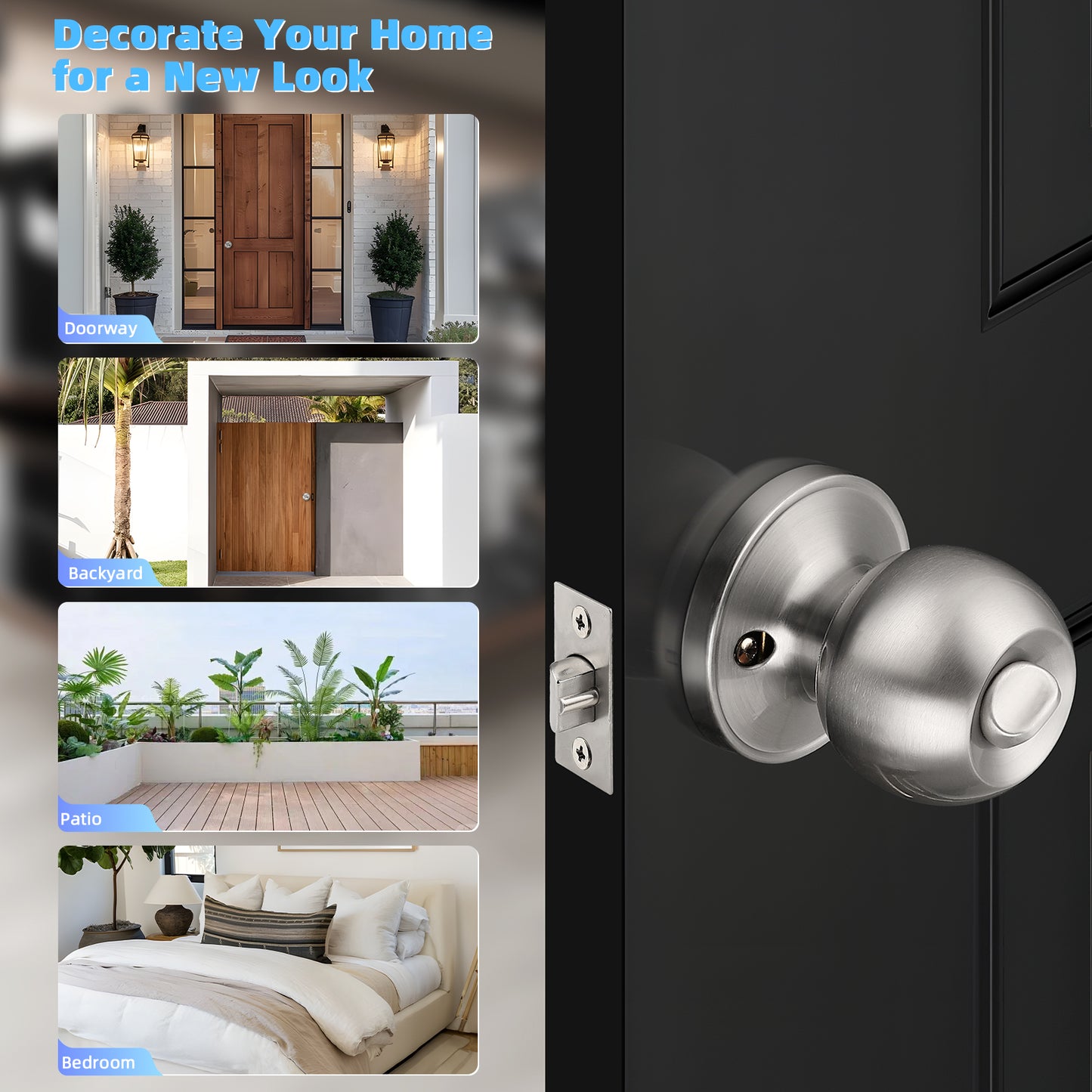 Interior door with KNOBWELL Round Ball Nickel Keyed Alike Multiple Door Locks With Same Key For Front Door