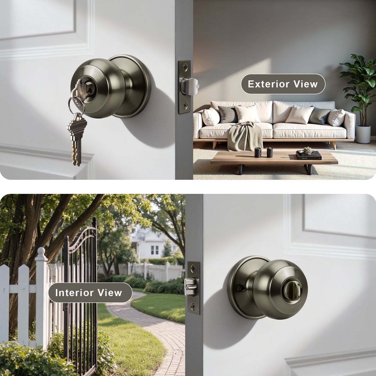 KNOBWELL Flat Ball Multi-Function Interior & Outdoor Door Knobs