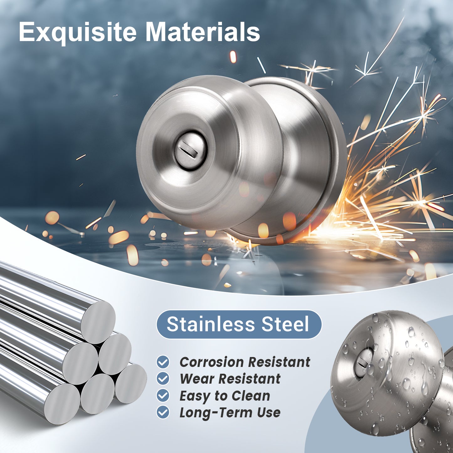 Stainless Steel Material of KNOBWELL Affordable Privacy Door Knobs