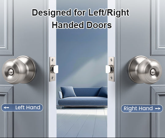 KNOBWELL Affordable Privacy Stainless Steel Door Knobs designed for left and right handed doors