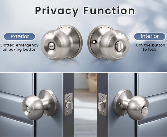 KNOBWELL Affordable Privacy Stainless Steel Door Knobs