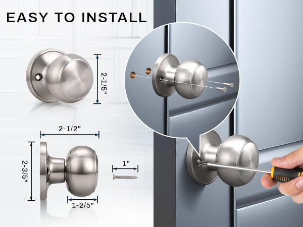 Size dimension of KNOBWELL Affordable Dummy Stainless Steel Door Knobs