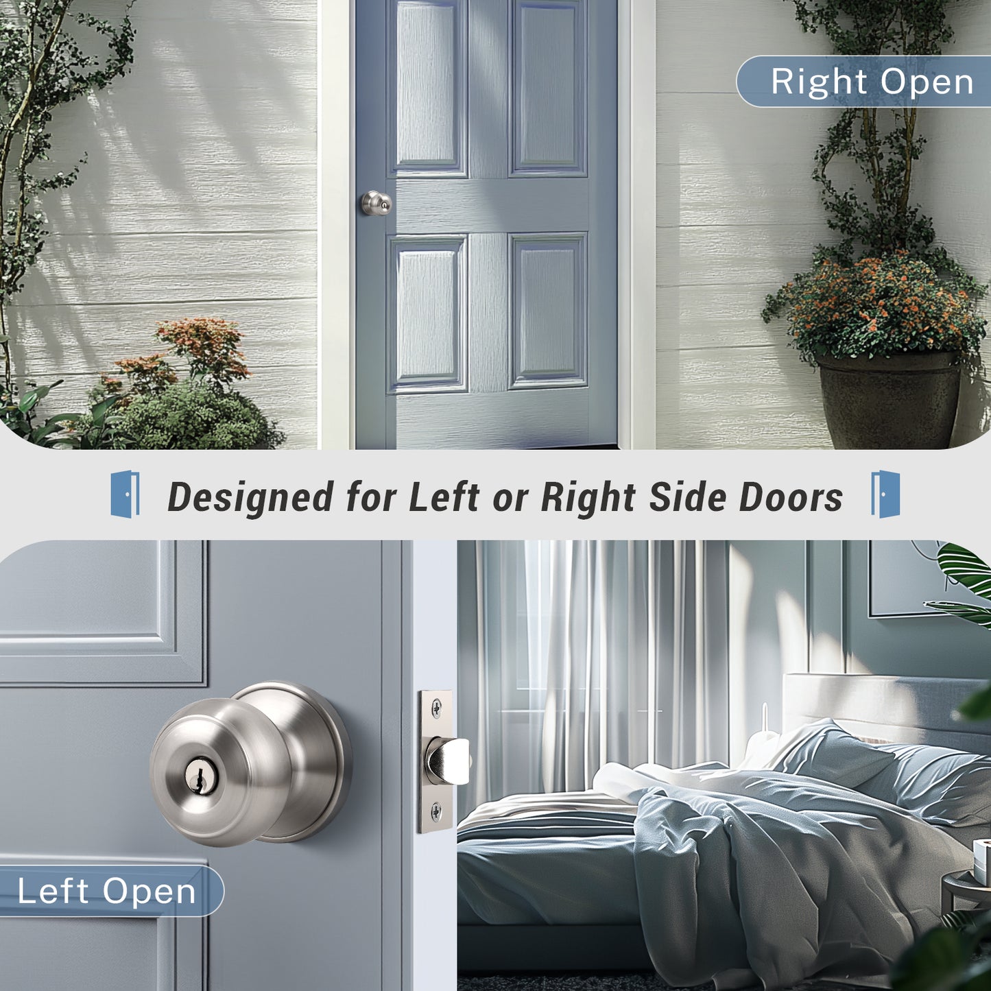 KNOBWELL Affordable keyed entry Stainless Steel Door Knobs designed for left and right handed doors