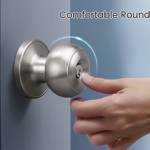 Hand holding KNOBWELL Affordable keyed entry Stainless Steel Door Knobs
