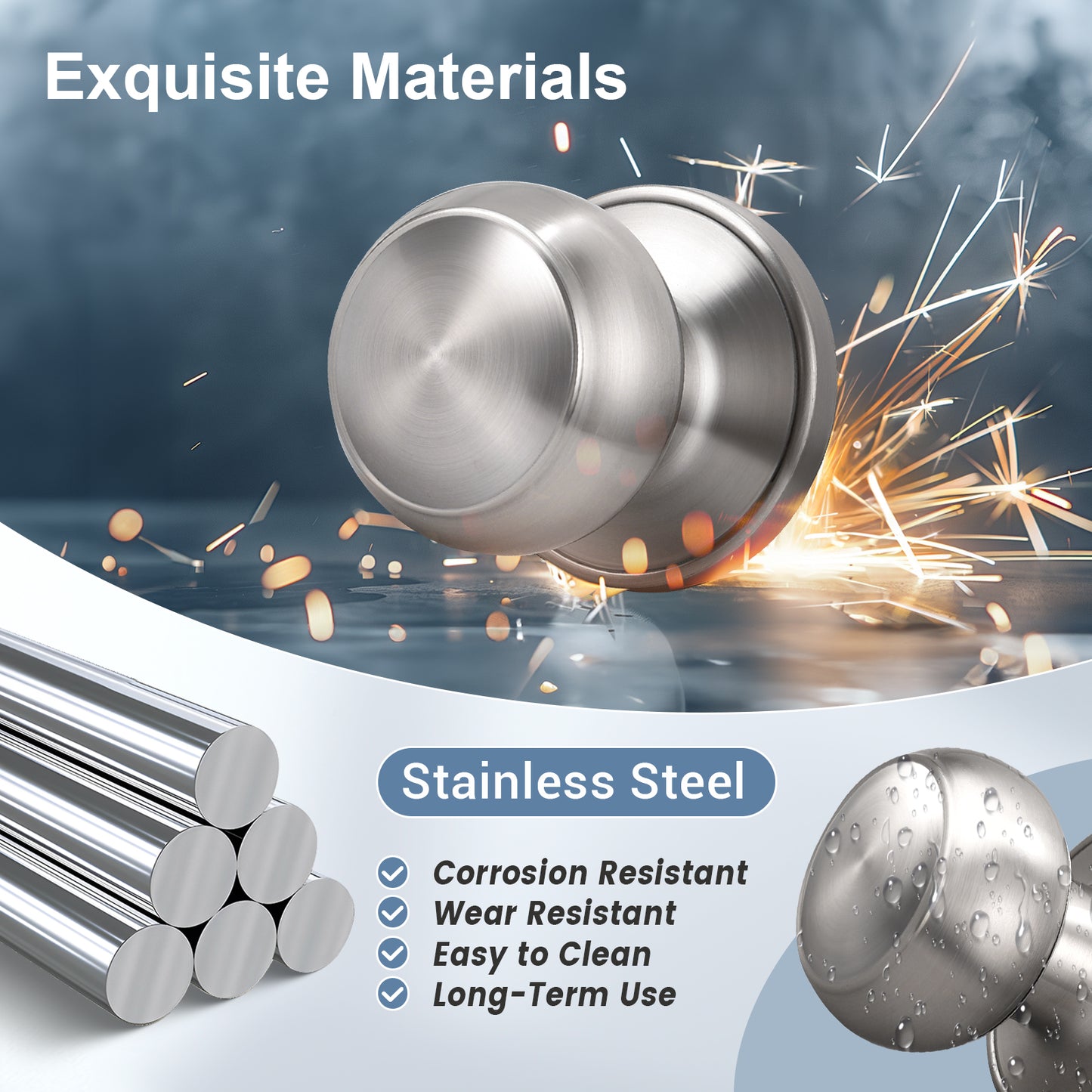 Stainless Steel Material of KNOBWELL Affordable Passage Door Knobs